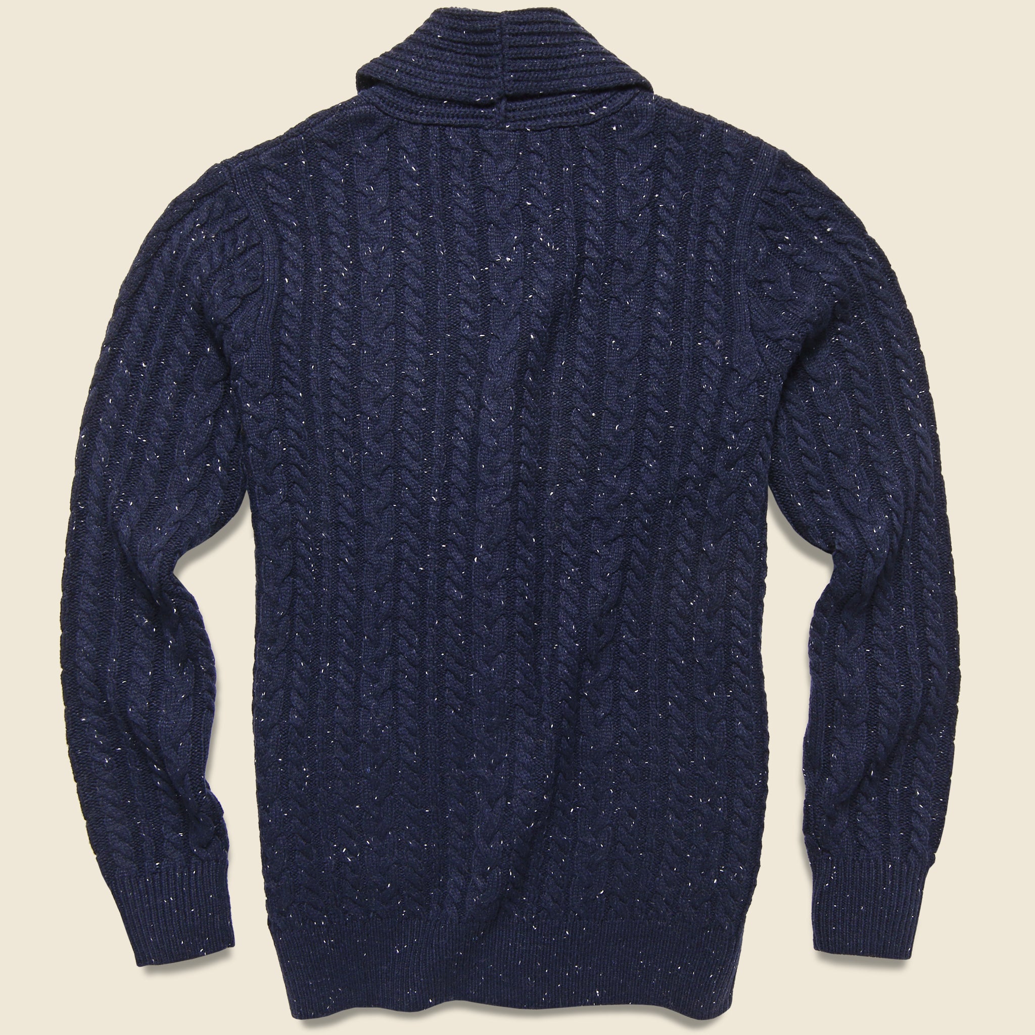 Barque, Tweed Cable Cardigan - Navy