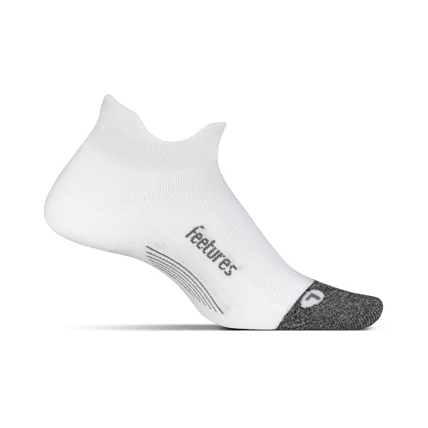 Feetures, Unisex Elite Light Cushion No Show Tab Sock - White