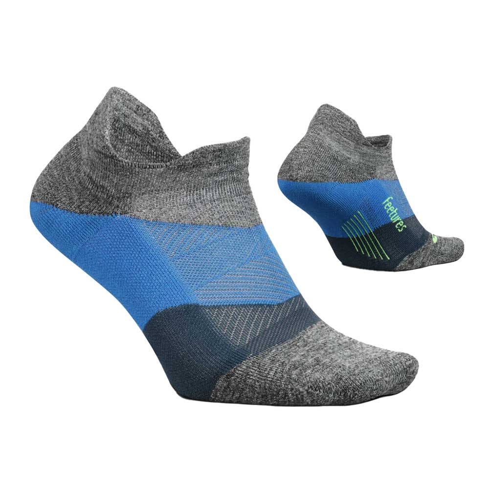 Feetures, Unisex Elite Light Cushion No Show Tab Socks- Gravity Gray