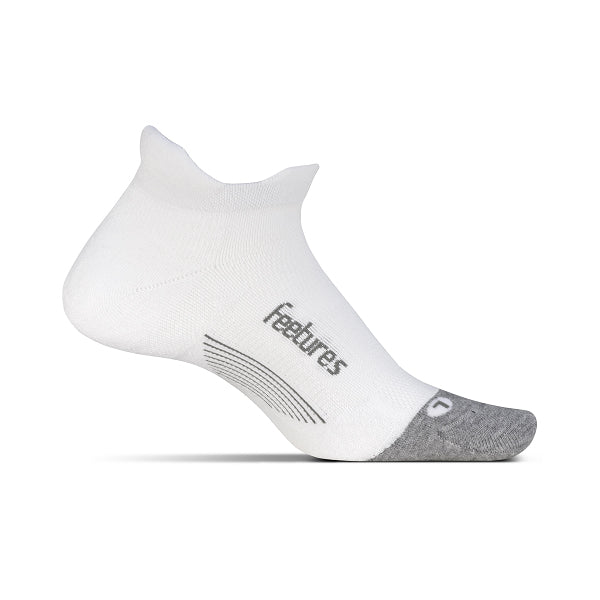 Feetures, Unisex Elite Max Cushion No Show Tab Sock - White