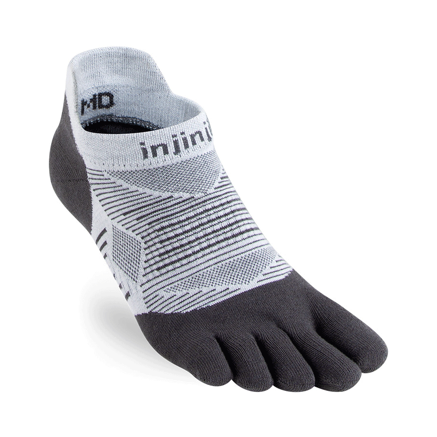 Injinji, Unisex Run Lightweight No Show Coolmax Socks - Gray