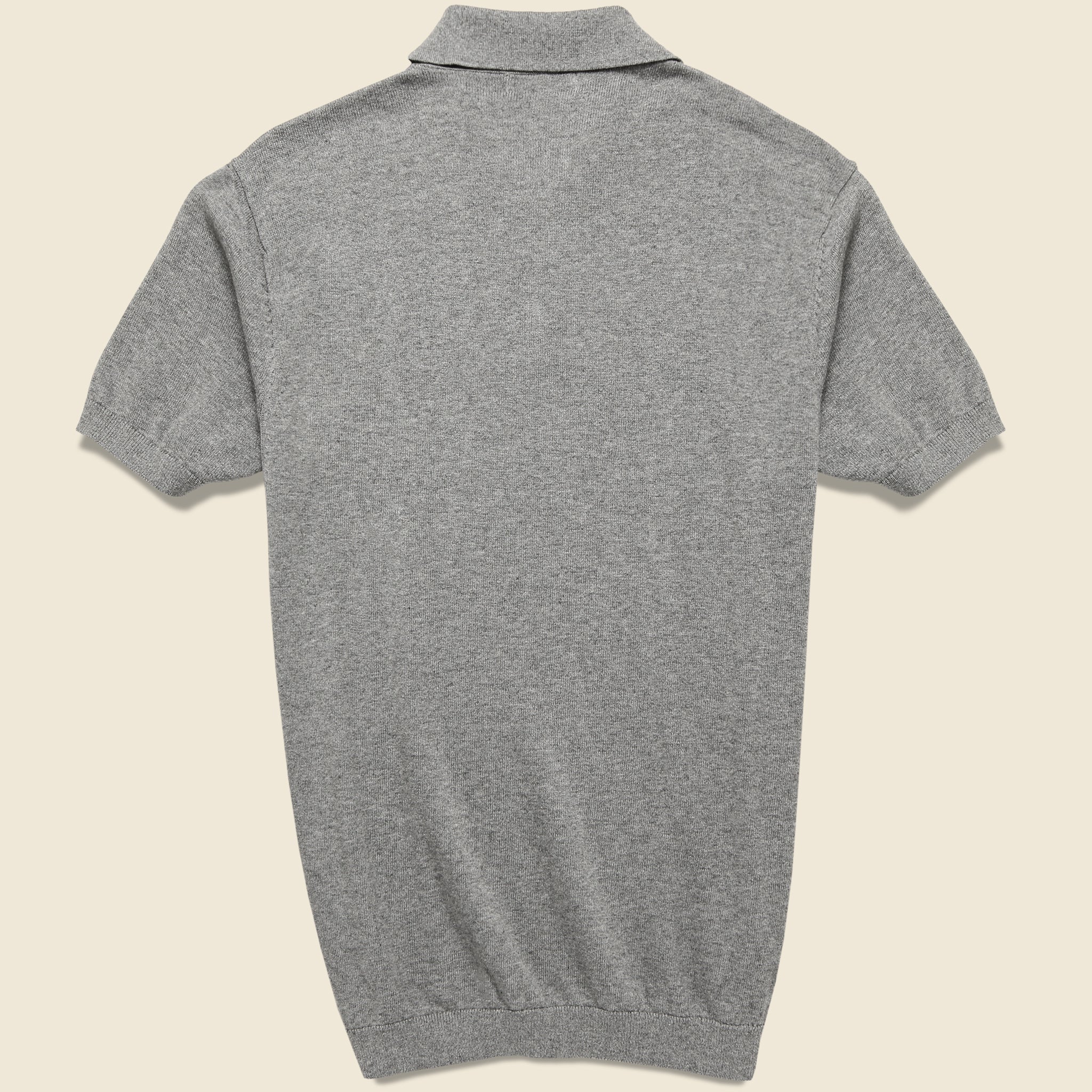 Barque, Vintage Jacquard Knit Polo - Grey Heather