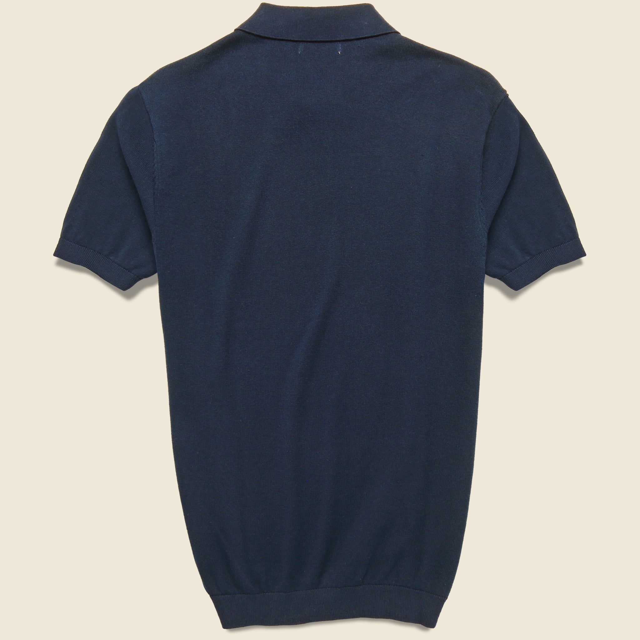 Barque, Vintage Jacquard Knit Polo - Navy