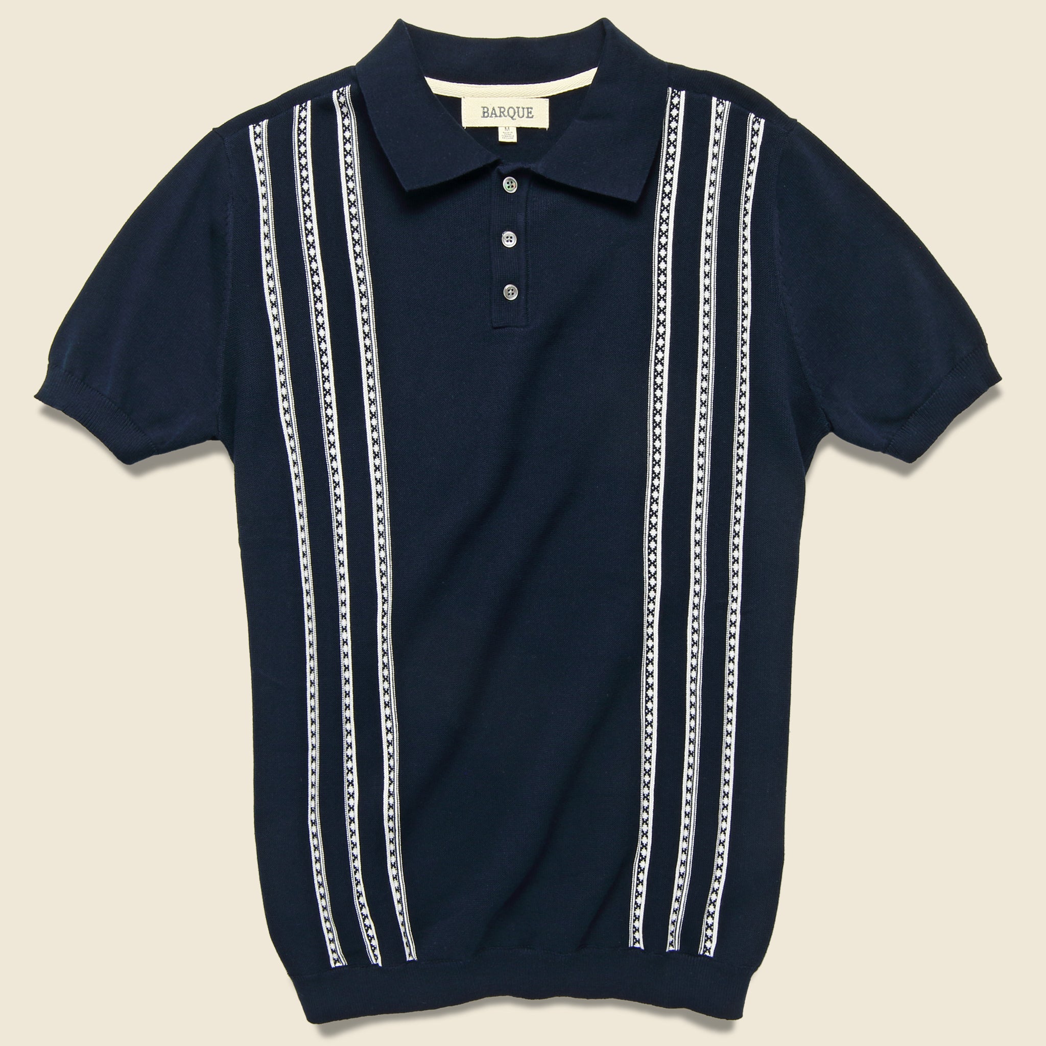 Barque, Vintage Jacquard Polo - Navy