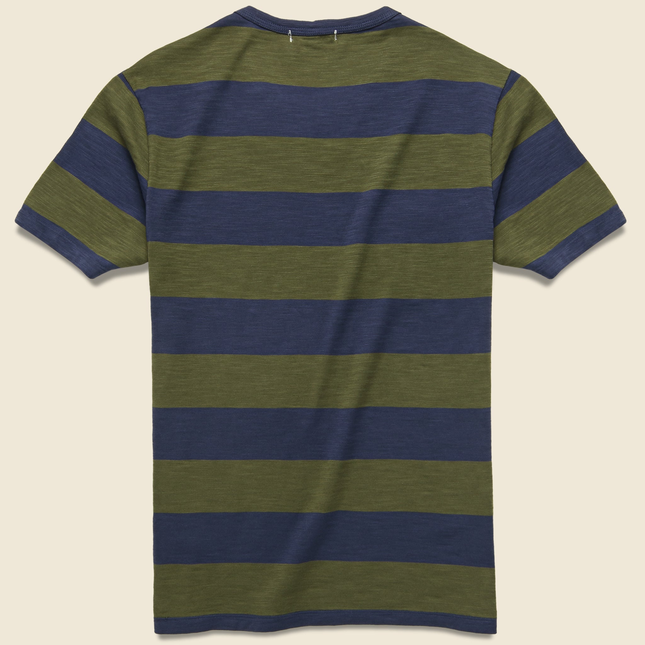 Alex Mill, Wide Striped Pocket Tee - Navy/Military Green