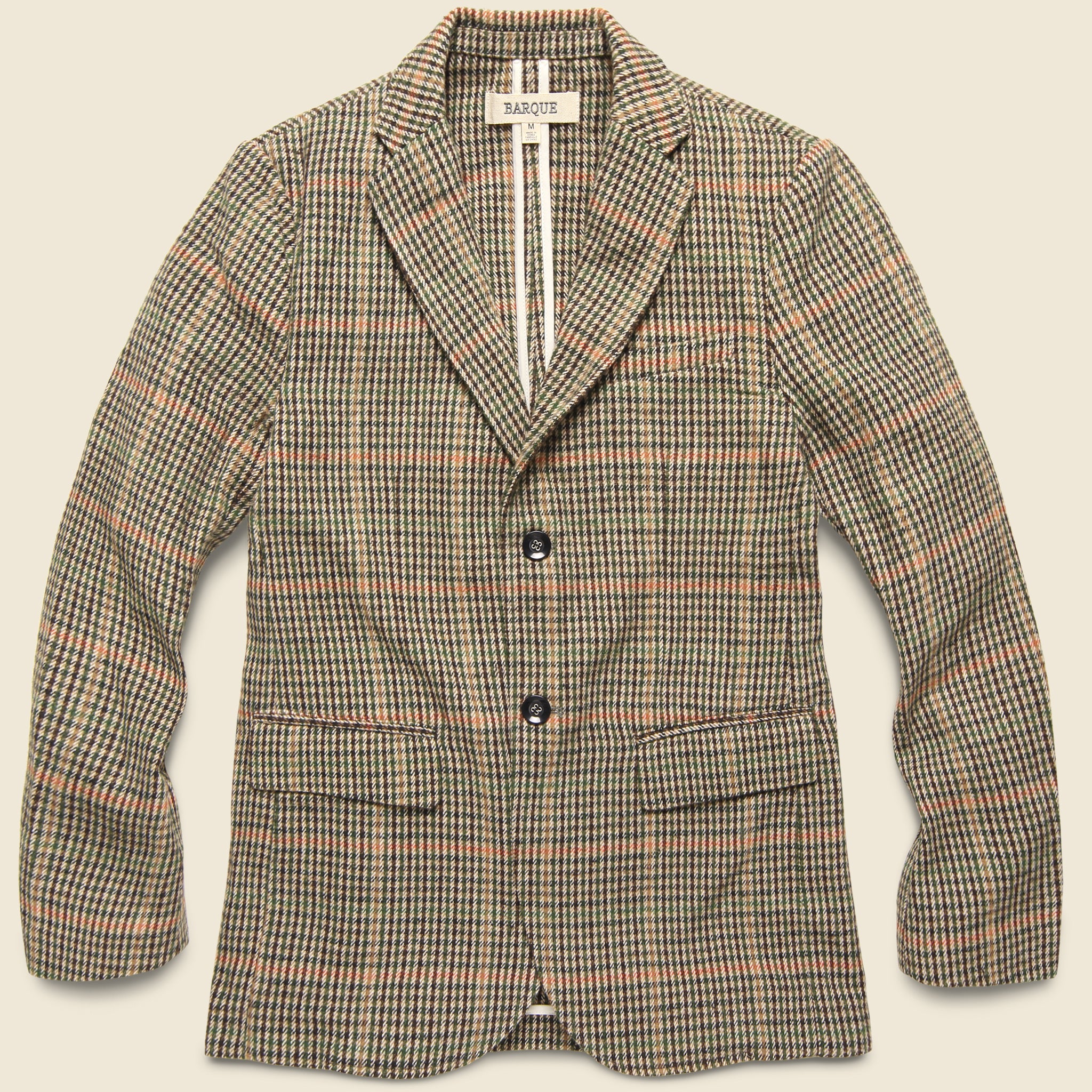 Barque, Wool Check Blazer - Khaki