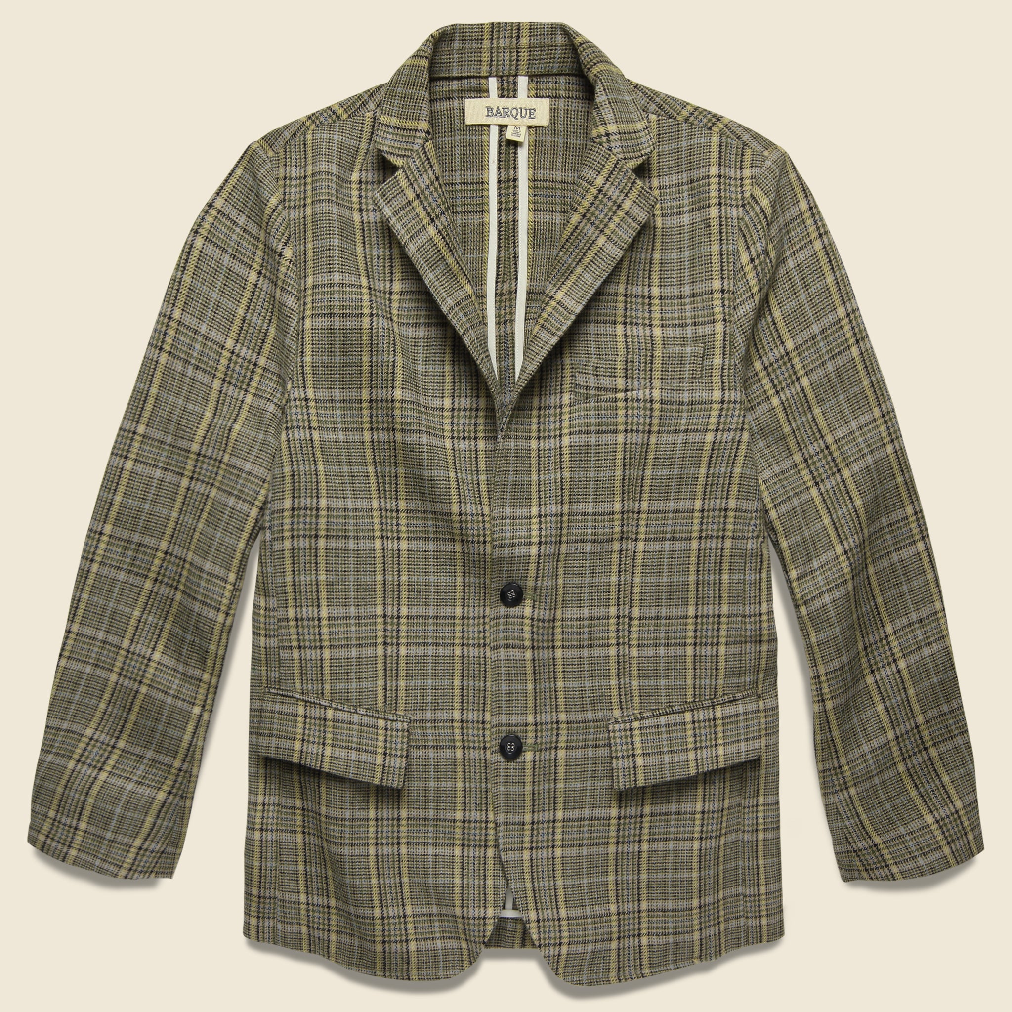 Barque, Wool Check Blazer - Mustard