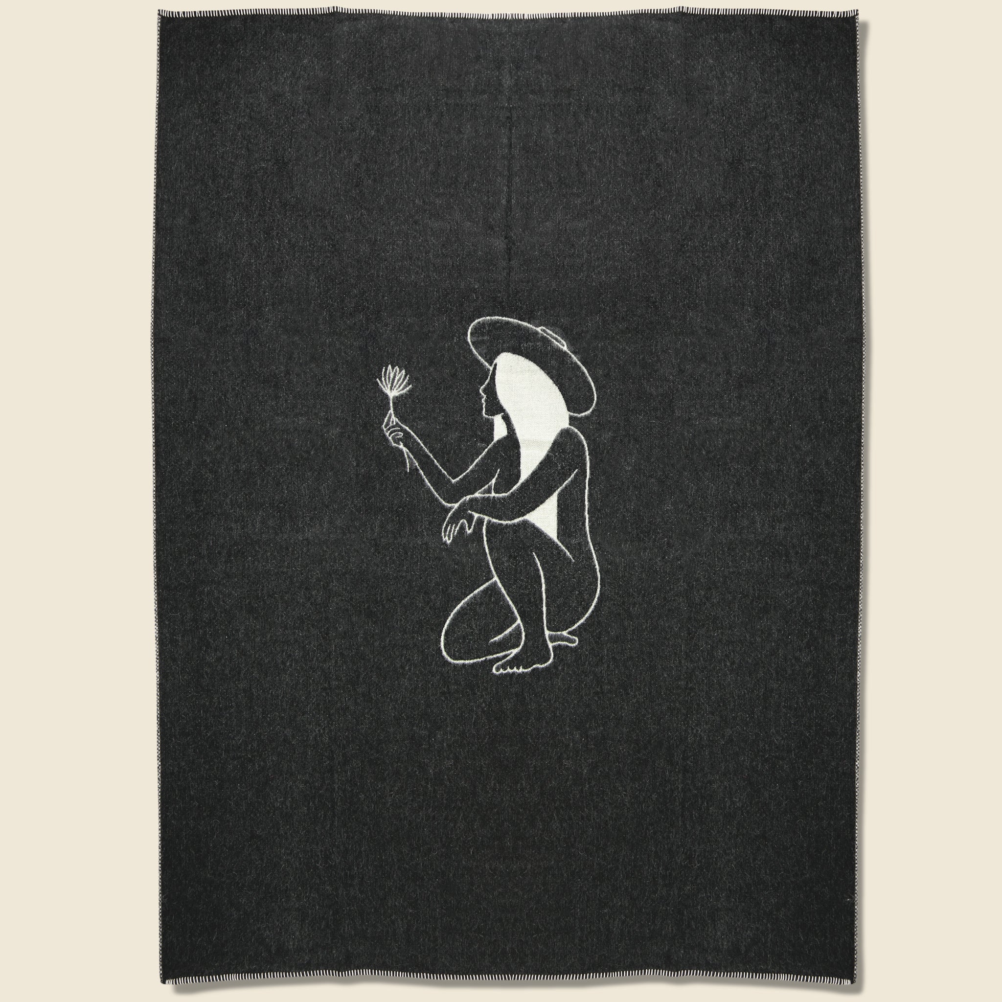 Blacksaw, Yoko Reversible Alpaca Throw - Shoji/Black