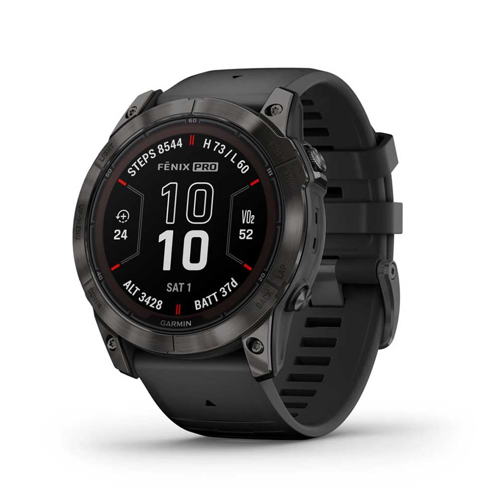 Garmin, fenix 7X Pro 51mm Sapphire Solar Watch - Carbon Gray DLC Titanium with Black Band