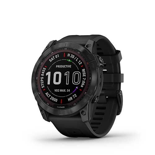 Garmin, fēnix 7X Sapphire - Black Titanium with Black Silicone Band