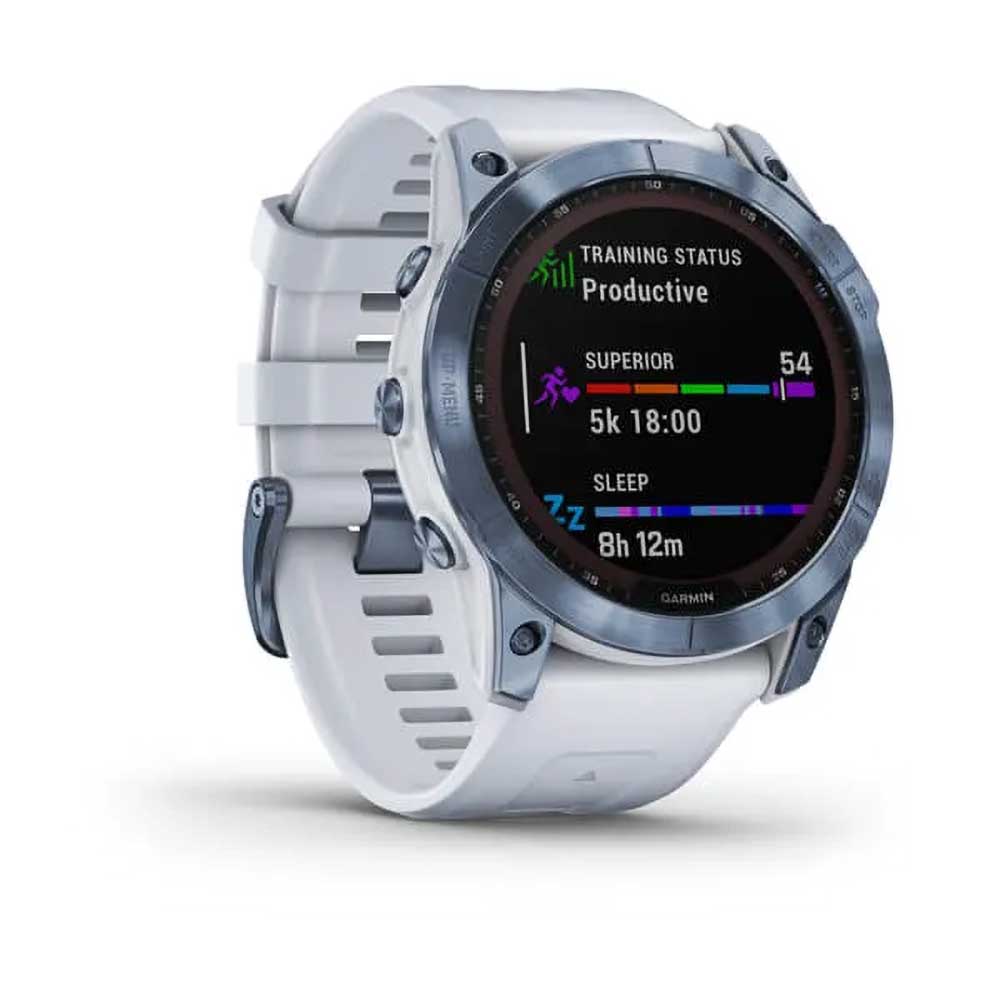 Garmin, fenix 7X Sapphire - Whitestone Titanium with Silicone Band