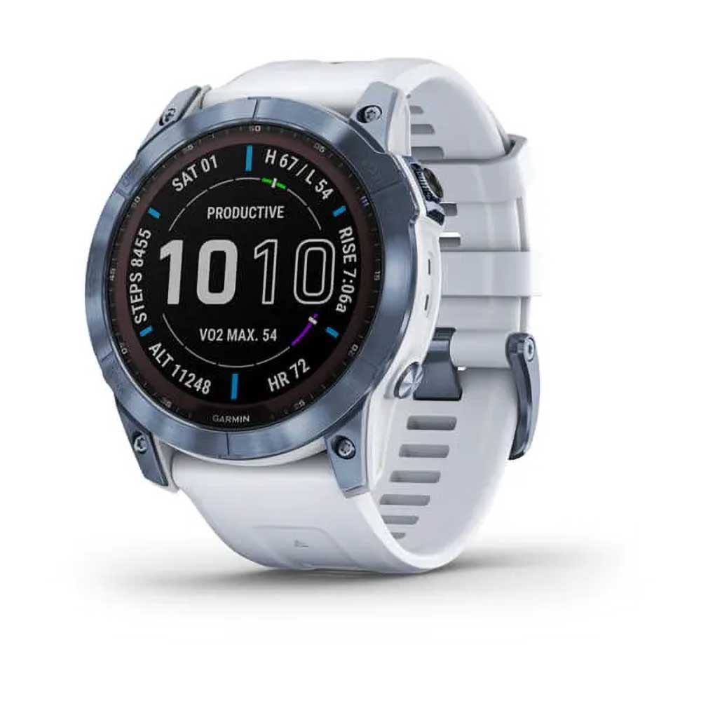 Garmin, fenix 7X Sapphire - Whitestone Titanium with Silicone Band